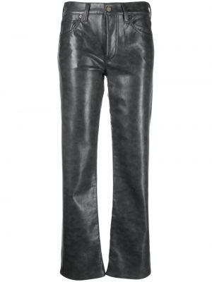 Kožené rovné kalhoty Agolde šedé