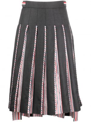 Plisovaná midi sukňa s potlačou Thom Browne sivá