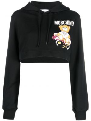 Kokvilnas kapučdžemperis Moschino melns