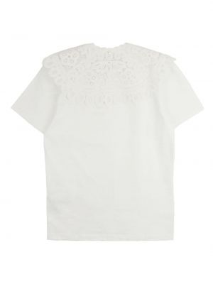Nėriniuotas medvilninis marškinėliai Rokh balta