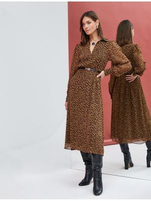 Leopardí šifonové dlouhé šaty Koton