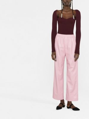 Kožené rovné kalhoty Nanushka růžové