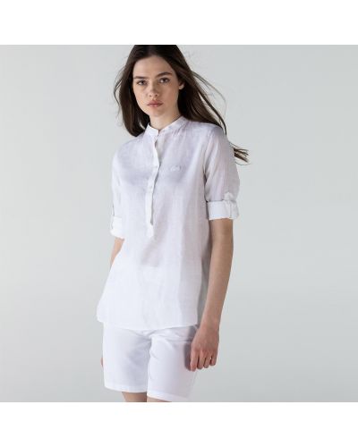 Льняная рубашка Lacoste белая