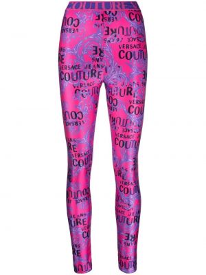 Leggings con stampa Versace Jeans Couture rosa