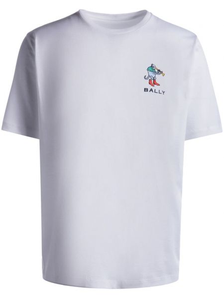 Памучна тениска бродирана Bally бяло