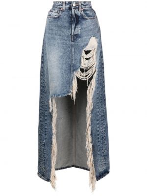 Spódnica jeansowa z dziurami Vetements niebieska