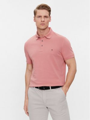 Тениска с копчета slim Tommy Hilfiger розово