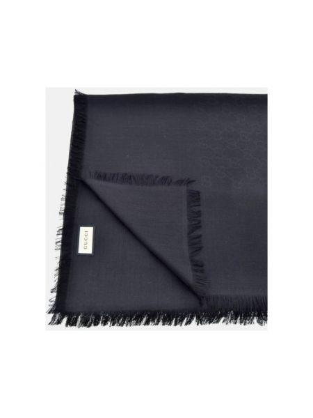 Bufanda con flecos de seda de tejido jacquard Gucci negro