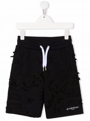 Jeansshorts med sliten för tjejer Givenchy Kids svart