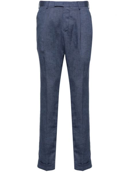Lněné kalhoty Pt Torino modré