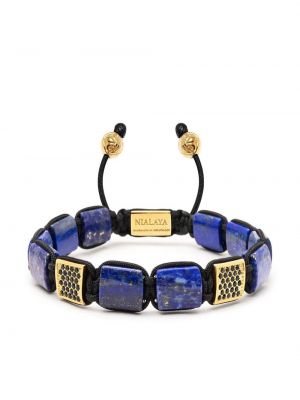 Nylonowe pozłacana bransoletka z koralikami Nialaya Jewelry - niebieski