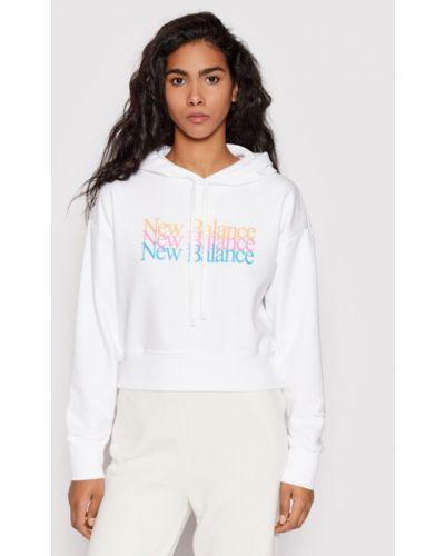 Laza szabású gyapjú pulóver New Balance - fehér
