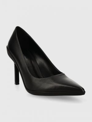 Кожаные туфли на каблуке Calvin Klein черные