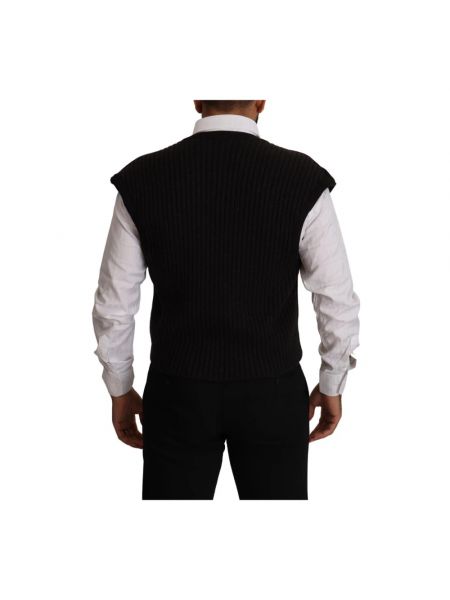 Chaleco de traje de lana de algodón Dolce & Gabbana negro