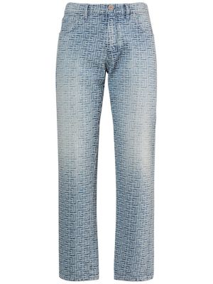 Žakárové džínsy s rovným strihom Balmain modrá