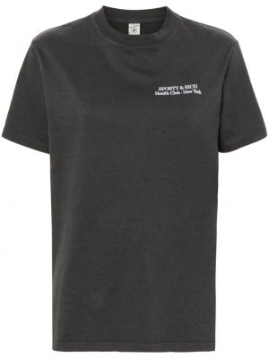 T-shirt ricamato di cotone Sporty & Rich grigio