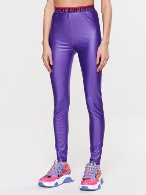 Slim fit legíny Versace Jeans Couture fialové