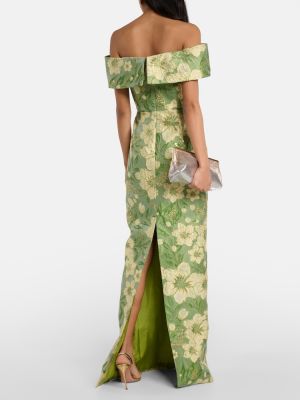 Rochie lunga cu model floral Markarian verde