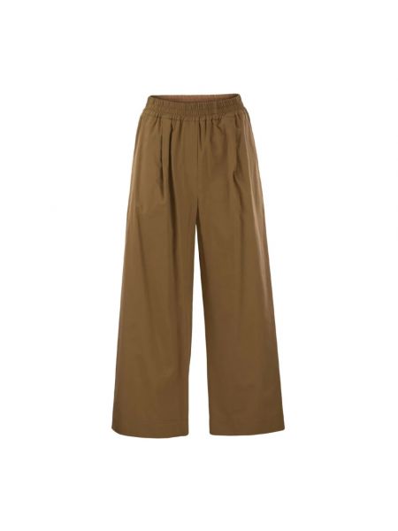 Szerokie spodnie bawełniane Max Mara Weekend brązowe