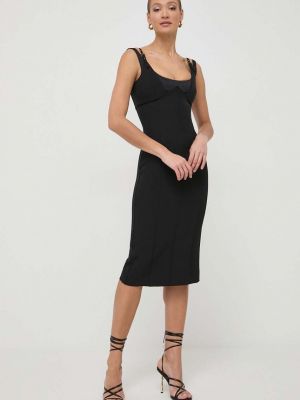 Sukienka midi na sprzączkę dopasowana Versace Jeans Couture czarna