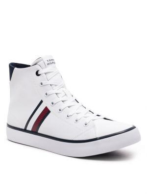 Ριγέ sneakers από διχτυωτό Tommy Hilfiger λευκό