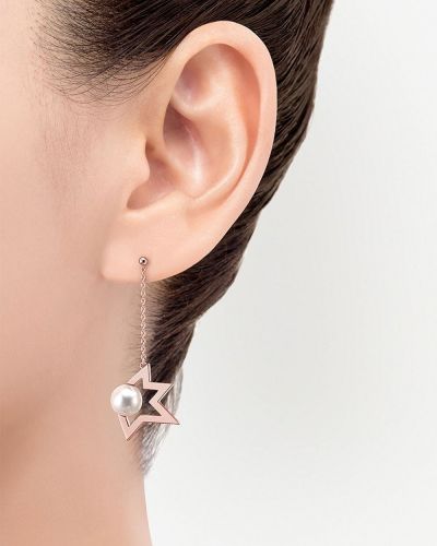 Boucles d'oreilles à boucle en or rose Tasaki rose