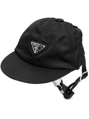 Czarna czapka z daszkiem Prada