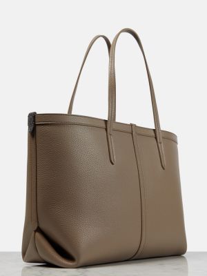 Kožená nákupná taška Brunello Cucinelli sivá