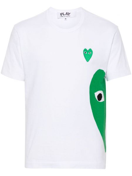 T-shirt en coton à imprimé de motif coeur Comme Des Garçons blanc