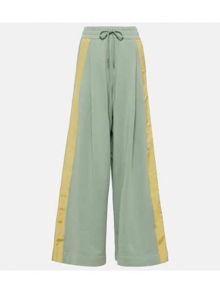 Βαμβακερό αθλητικό παντελόνι από ζέρσεϋ σε φαρδιά γραμμή Dries Van Noten πράσινο