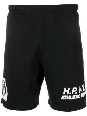 Shorts de sport avec imprimé slogan en coton à imprimé Heron Preston noir