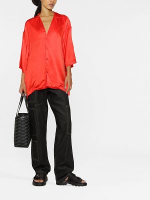 Seiden hemd mit v-ausschnitt Balenciaga rot