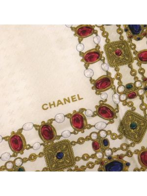Jedwabna szal Chanel Vintage beżowa