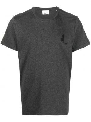 Bavlněné tričko s potiskem Marant šedé