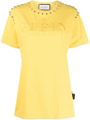 Тениска бродирана с кристали Philipp Plein жълто