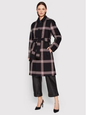 Manteau à carreaux large Karl Lagerfeld noir