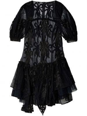 Koktejlové šaty s výšivkou s mašlí Simone Rocha černé