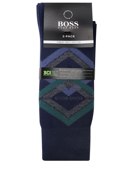 Хлопковые носки с принтом Boss синие
