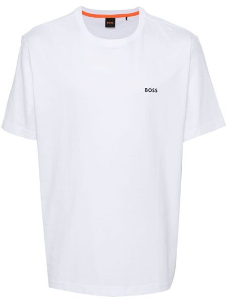 Koszulka bawełniana z nadrukiem Boss biała