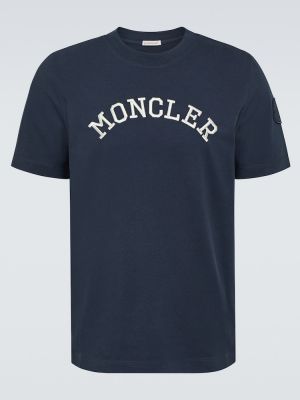 Hímzett póló Moncler kék