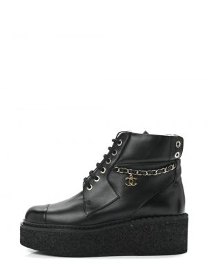 Kotníkové boty na platformě Chanel Pre-owned černé