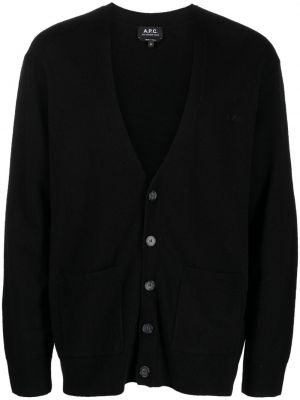 Cardigan en tricot à col v A.p.c. noir