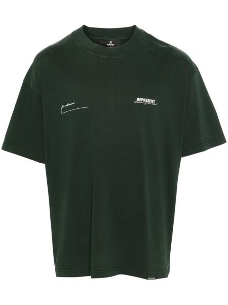 Памучна тениска Represent зелено