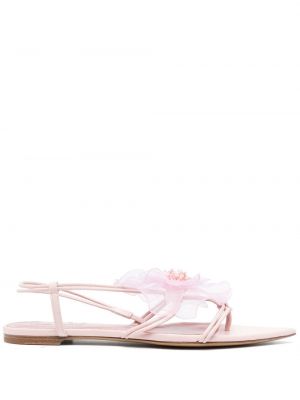 Kožne sandale s cvjetnim printom Nensi Dojaka ružičasta