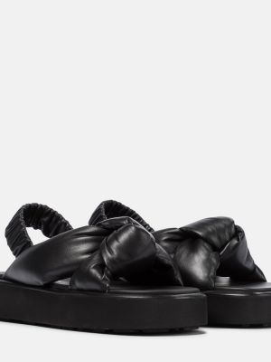 Kožené sandále Miu Miu čierna