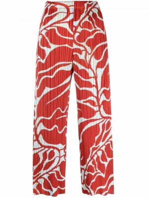 Pantalones con estampado plisados Pleats Please Issey Miyake rojo