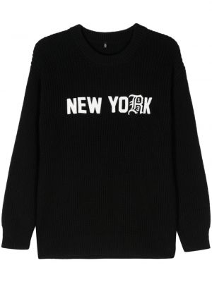 Bavlněný svetr s výšivkou R13 černý
