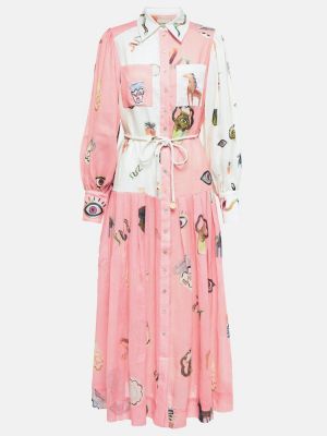 Sukienka midi z nadrukiem Alemais różowa