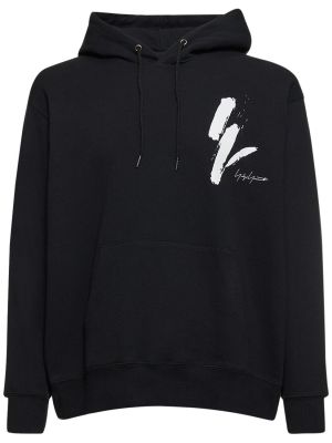 Pamučna hoodie s kapuljačom Yohji Yamamoto crna