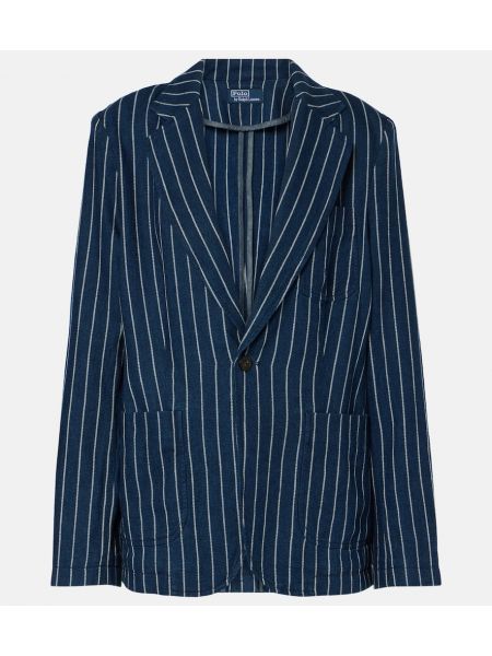 Bomull linne blazer Polo Ralph Lauren blå